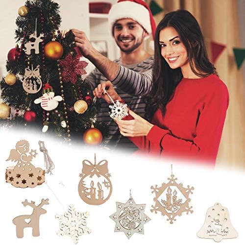 Cbn28y 10pcs Woodflakes Snowflakes Elk Shaped Christmas Tree penduring ornamentos