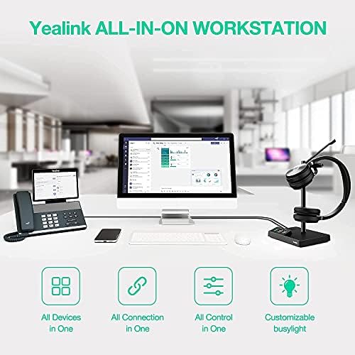 Yealink WH67 e WH62 Pacote sem fio fone de ouvido sem fio Office VoIP Telefone IP Phone WorkStation para UC otimizado