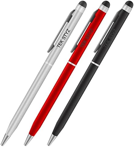 Pen de caneta Pro Stylus para Kyocera C6730 com tinta, alta precisão, forma mais sensível e compacta para telas de toque [3 pacote-preto-silver]