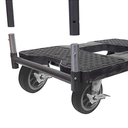Snap-Loc 1500 lb All-Terrain Black Ops Push Cart com estrutura de aço, rodízios de 6 polegadas, barra de push e fixação opcional