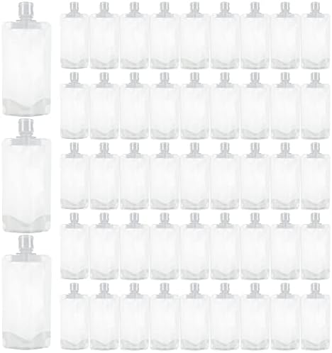 50 PCS Tamanho da viagem Bolsas de aperto vazias Recarras de travessia de 3,38 onças de viagem para produtos de higiene pessoal, 100 ml de viagem portátil para viagens para luto de shampoo líquido Gel, sub -bolsa à prova