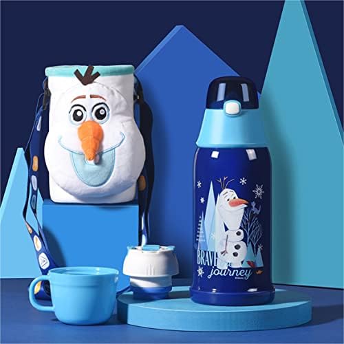 Delights Everyday Disney Frozen Olaf Stainless Isoled Water Bottle com tampas duplas, palha e bolsa fofa 540ml