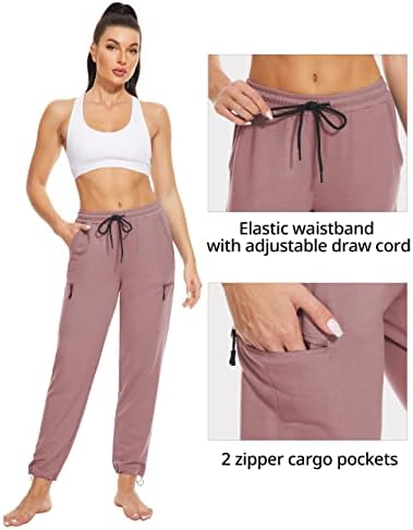 Sorto de moletom de carga de algodão de algodão do SpecialMagic Yoga Lounge Straight Pernas Jersey com 5 bolsos com zíper