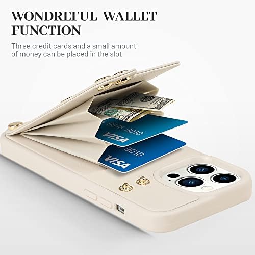 Caixa da carteira Lameeku Compatível com iPhone 13 Pro Max, capa de couro com suporte de cartão, 360 ° de rotação