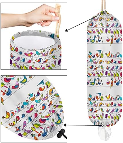 Portador colorido de saco de sacos de sacos de sacos de sacos de plástico de pássaros coloridos com ajuste Casa -de -fatia reutilizável
