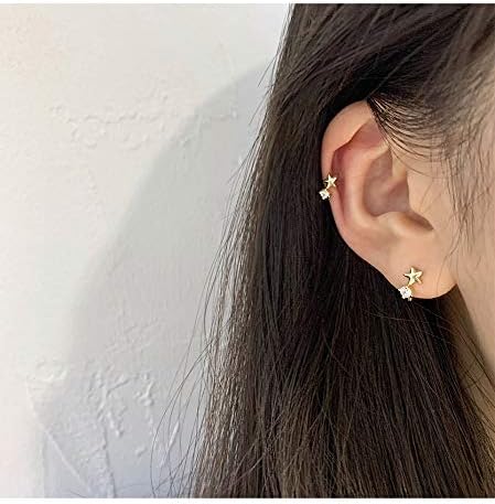 Cartilagem de estrela cz fofa mini punhal minúsculo para mulheres meninas adolescentes meninas garotas sensíveis ouvido s925