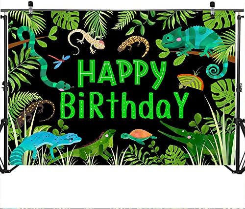 Mocsicka Birthday Birthday Birthday Jungle Decorações de festa selvagem desenho animado animal tropical folhas do pântano Party Party Fachoth Background Backgrody