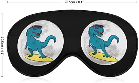 Surfing Dinosaur On Moon Print Eye Máscara Bloqueando a máscara de sono com alça ajustável para o trabalho de turno para dormir para viagem