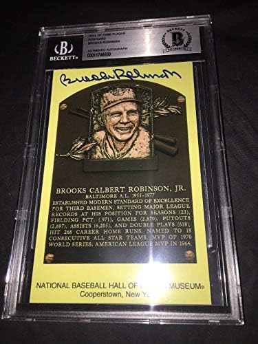 Brooks Robinson assinou o oficial HOF PLAQUE BECKETT 16X LAB GLOVER GLOV