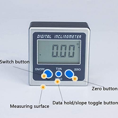 Guangming - Inclinômetro de ângulo digital, bitola de caixa de caixa com base magnética, transferidor de casca de metal