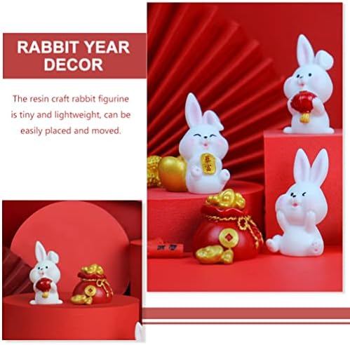 Galpada Decoracionas para Salas de Casa 8pcs Miniatura Figuras de Coelho Miniatura Figuras Chinesas Bunny Figuras 2023 Ano do Rabbit Fengshui Ornamento