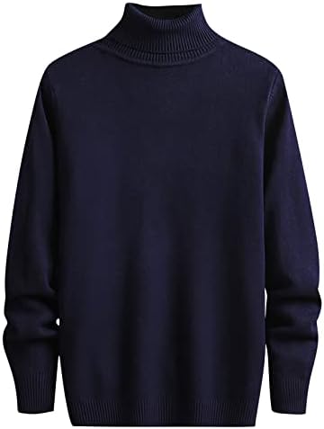 Blusas para homens quentes de gola alta com suéteres esbeltos de malha de malha alta no pescoço suéter de malha de cor