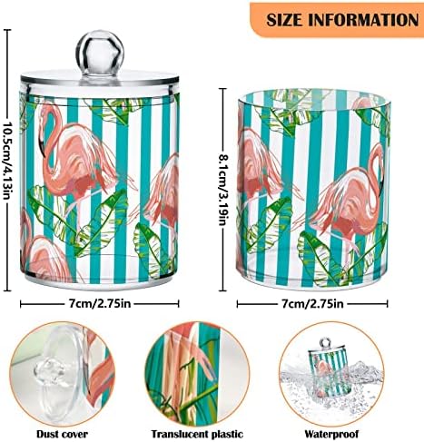 Tropical Flamingo Cotton Swab Suports Recipientes de banheiro Jarros com tampas Conjunto de algodão Round Round Suport