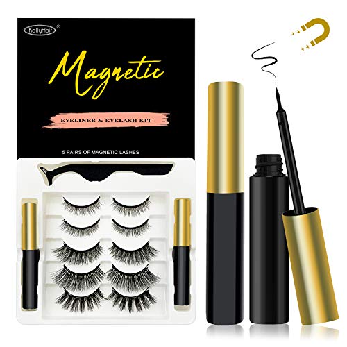 Tiktok Magnetic Sylashes com kit de delineador, magnetismo super forte 5 estilos de cílios magnéticos reutilizáveis ​​com