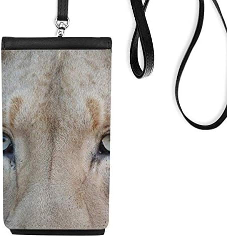 Organismo terrestre Animal White Lion Phone Cartê bolsa pendurada bolsa móvel bolso preto