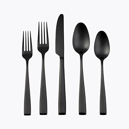 Cambridge Silversmiths Samira Black Setin Setin 20 peças Conjunto de talheres de 20 peças, serviço para 4