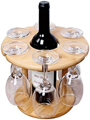 Smljlq Wine Glass Holder Bamboo Combatão de vidro de vidro de vidro de secar acampar para 6 copo e 1 garrafa de vinho