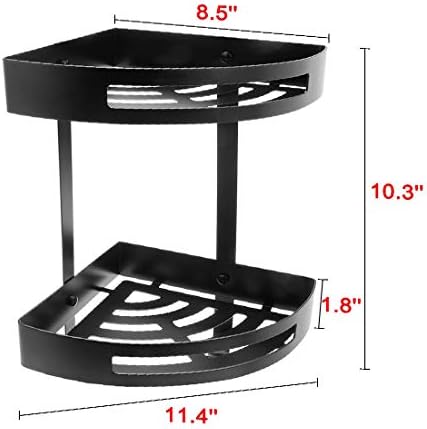 Novo Lon0167 304 Aço inoxidável de aço de 11,4 polegadas Montagem de canto de duas camadas Cesta de chuveiro de banheiro preto (304 Edelstahl 11,4-zoll-peckmontage-bad-duschkorb mit zwei reihen em Drei Farben Schwarz