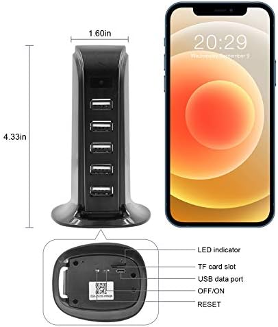 Câmera oculta Câmera de carregador USB Wi-Fi, câmera de espião Cântico de telefone de 5 portas 1080p Câmera de segurança