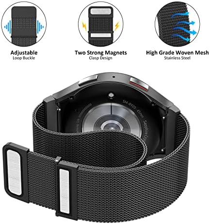 Banda de metal tinicr compatível com Samsung Galaxy Watch 5 40mm 44mm/relógio 5 Pro LTE/Galaxy Relógio 4 40mm 44mm/relógio 4 Classic 42mm 46mm, sem lacunas de lacunas faixas magnéticas