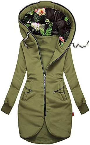 Parka de túnica de manga longa para mulheres trabalham algodão de outono vintage com capuz de capuz à prova de vento de