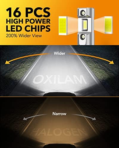 Oxilam 2023 mais recentes lâmpadas 9005 LED e 9012 lâmpada LED, 400% BRIGERTE 1: 1 TAMANHO, 6500K LOGO BRANCO COOLADO,