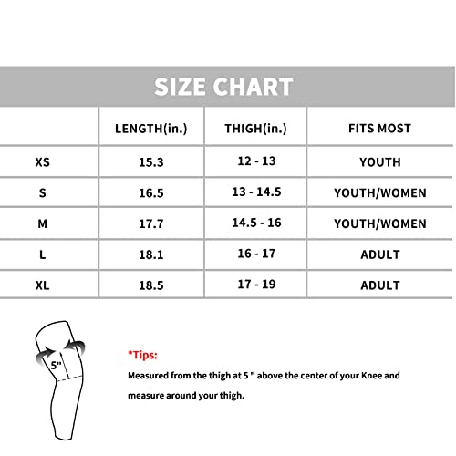 YouPer Protetive Knee Pads Manga de perna de compressão para basquete, futebol, vôlei, tamanhos de jovens e adultos