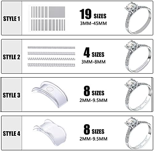 Junkin 45 Peças Ajuste Ajustador de Sizer para anéis soltos 12 tamanhos Spacer de anel invisível para homens homens anéis soltos Silicone