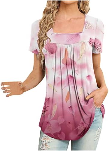 Girls Deep V Scoop Scoop Gcond Spandex Blush Lounge Bloups Tee Manga curta Floral Fit Fit Blouse CK