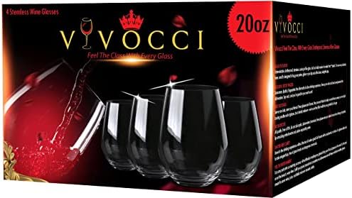 Vivocci inquebrável elegante copo de vinho de plástico elegante 20 oz | Base pesada tritan | Glassware à prova de quebra