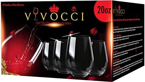 Vivocci inquebrável elegante copo de vinho de plástico elegante 20 oz | Base pesada tritan | Glassware à prova de quebra | Ideal para coquetéis e escoceses | Perfeito para casas e bares | Prova de lava-louças, conjunto de 4