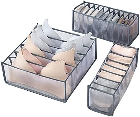 JKYYDS 3PCS Underwear Meias Caixas de armazenamento de calcinha com compartimentos Organizadores de gabinete Organização do Divisador de Brãos de Armário de Armário