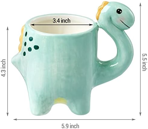 Caneca de café de dinossauro de cerâmica de mygift - fofo desenho 3d de desenho 3D Design de animais bebendo xícara de copo