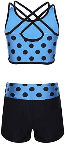 Hansber Kids Girls Gym/Dance/Swim 2pcs Roupa Camuflagem Casa Croft Top com Bottoms Gymnastics Leotard