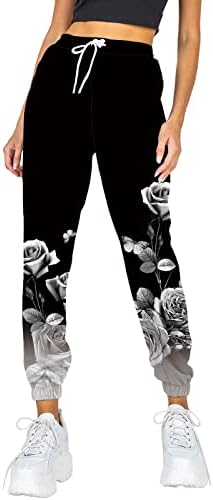 Calça de moletom de cintura alta feminina esportam calças de corrida de calças atléticas de esportes com bolsos com bolsos