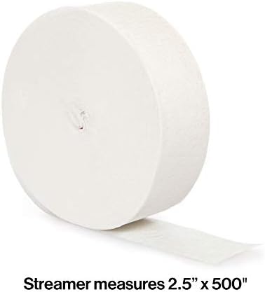Touch de conversão criativa do rolo de papel de papel de crepe colorido, 81 pés, branco