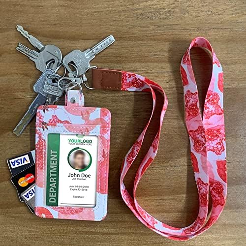 Pomã, ID Badge Card Card Titular com 1 janela de identificação clara, 2 slots de cartão de crédito e um cordão destacável para
