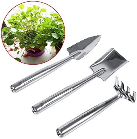 Peças da ferramenta 3pcs Aço inoxidável Mini ferramenta de jardinagem Planta de ferramentas de jardim de rake spade