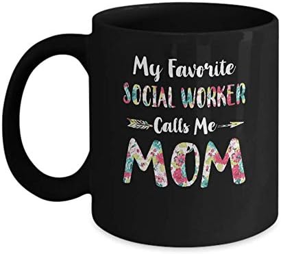 Floral, minha assistente social favorita me chama de mãe do dia das mães caneca caneca de café de 11 onças