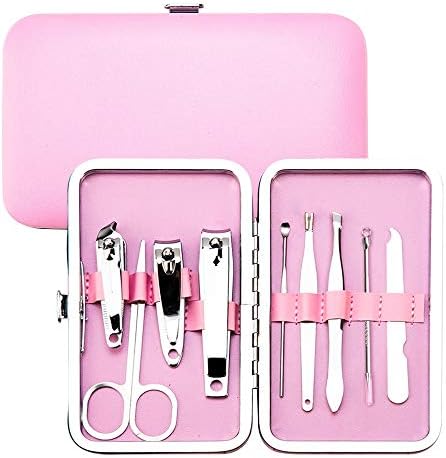 Dyizu 9pcs Manicure portátil Conjunto de pedicure Tweezer Kit Pick Utility Clipper Kit de unhas de aço inoxidável