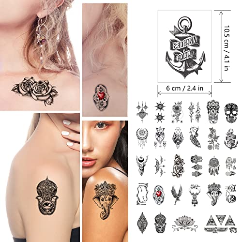 KOBRICH 50 FELETAS TATTOOMENTES TATOPO TEMPORÁRIAS, FLORES GRANDES TATOOS FALSO DURO DURO DURO, TATOOS DE MELAS PERSONALIZADAS REALISTAS REALISTAS EM REALISTAS PARA adultos, mulheres, homens, meninas