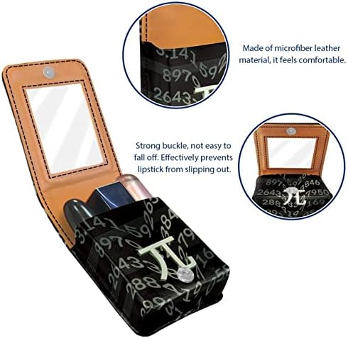 Mini maquiagem de Oryuekan com espelho, bolsa de embreagem Leatherette Lipstick Case, Pi Pattern