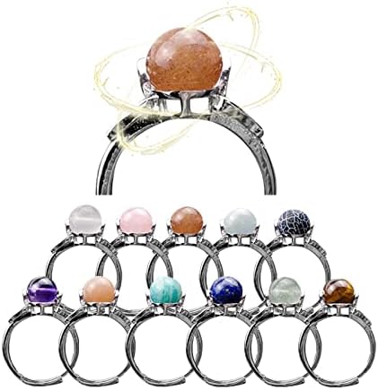 Anéis de casamento para mulheres brancas banhadas prateadas naturais jade anel de anel de anel giration rotação de cristal