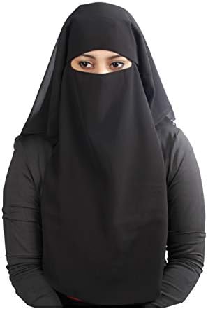Mybatua 3 camadas Saudi niqab em georgette respirável, preço de atacado, 1pc face véil nq-003