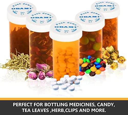 Garrafas de comprimidos de medicina plástica com tampas resistentes a crianças - empurre e gire - frasco de prescrição,
