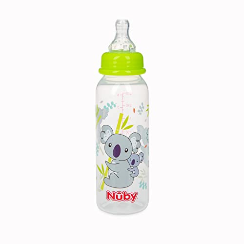 Garrafa não-dRAP impressa Nuby, 1 pacote de 1 garrafa, 8 onças, as cores podem variar