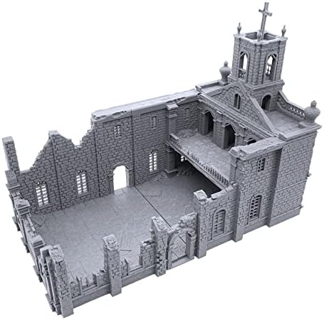 Igreja do Caribe por cenário imprimível, cenário de RPG de mesa impressa em 3D e terreno de jogo de guerra de 28 mm