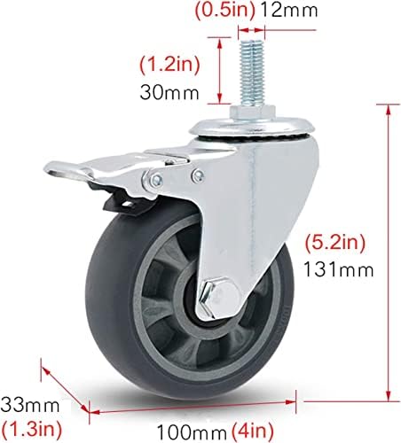 Morices Casters Rodas de transporte industrial, rodas giratórias para serviços pesados, rodízios de borracha TPR, rodas de