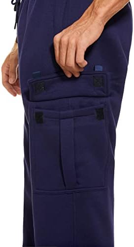 Calça de moletom de carga para homens de lã de lã de pesos pesados ​​calças masculinas de calças folgadas com bolsos