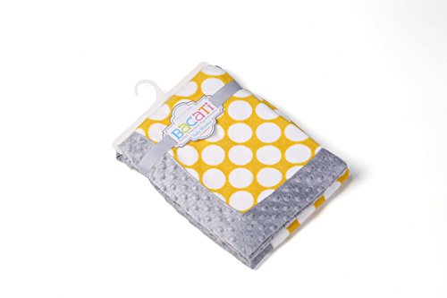 Bacati - pontos amarelos ikat com borda cinza de 30 x 40 polegadas cobertor de pelúcia para menino ou menina, infantil ou recém